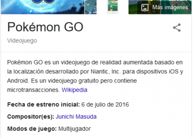 Pokemon go en Google