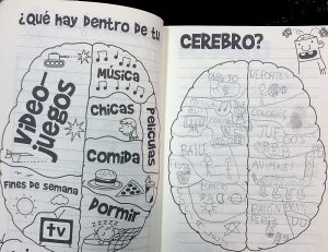 Página interior decorada por una chiquiartista. El cerebro